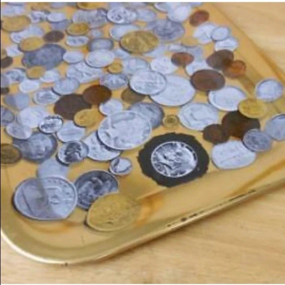 First National Bank Metal Tray Pictures of Coins/Money ~ 14" x 9" Illinois 1968 - Picture 6 of 9